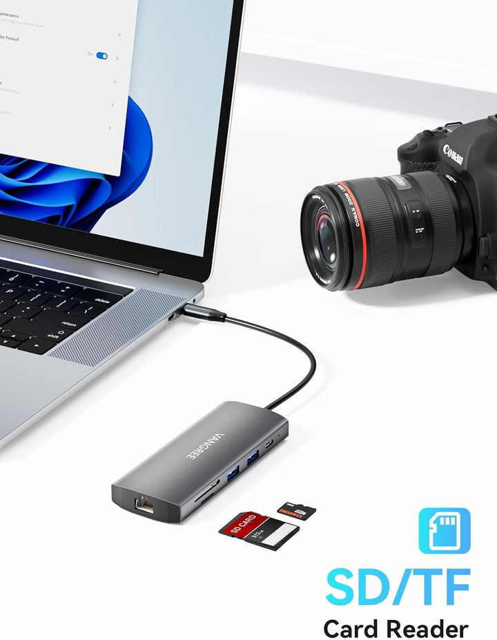 USB-C-Hub mit Dual 4K@60Hz DisplayPorts, 2× USB-A & 2× USB-C 3.2 (10Gbps), Gigabit-Ethernet, 100W PD