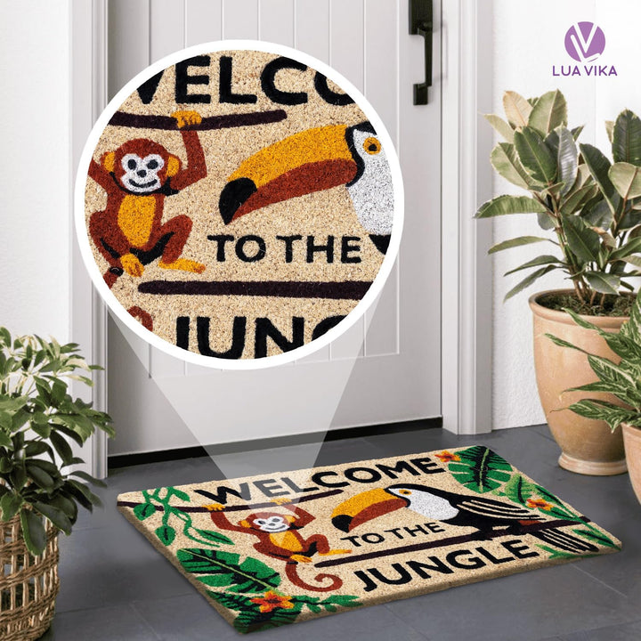 Fussmatte Kokos - Welcome to the Jungle - 40x70 cm - Fussmatte Aussen und Innen - Fussmatten Haustür