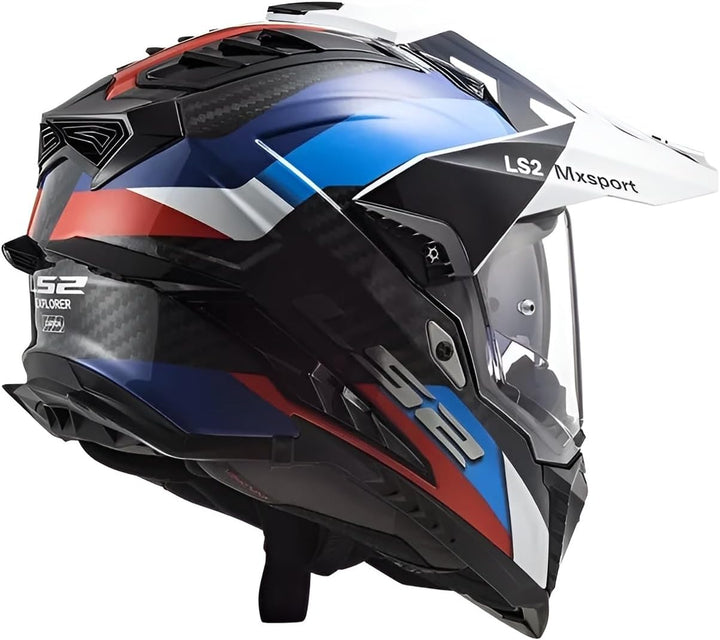 LS2, Motocross Helm Explorer Carbon Frontier Black Blue, XS, XS
