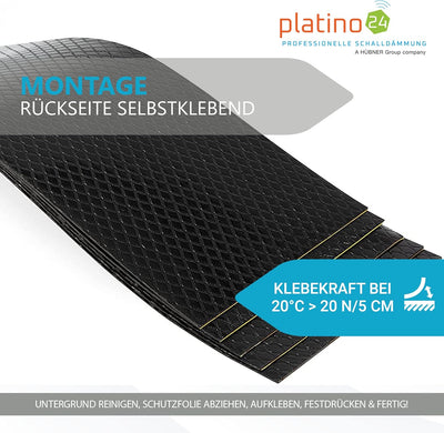 platino24 10x Bitumenmatten 500x200x2mm, Antidröhnmatten selbstklebend, Dämmmatten Auto, Schalldämmu