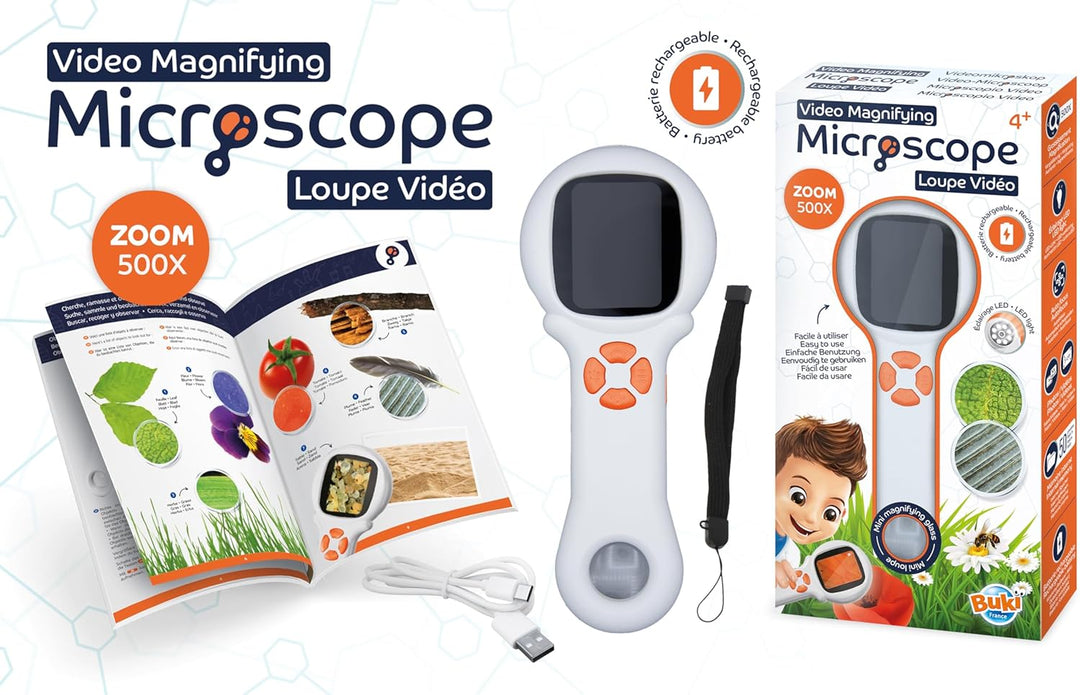 Mikroskop 500X Videolupe für Kinder – Display 5 cm – integrierte LED – Foto & Video – Automatischer