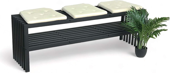 DanDiBo Gartenbank Metall Wetterfest 3 Sitzer Schwarz 150 cm mit 2 Ebenen Sitzbank Eisenbank Gartenm