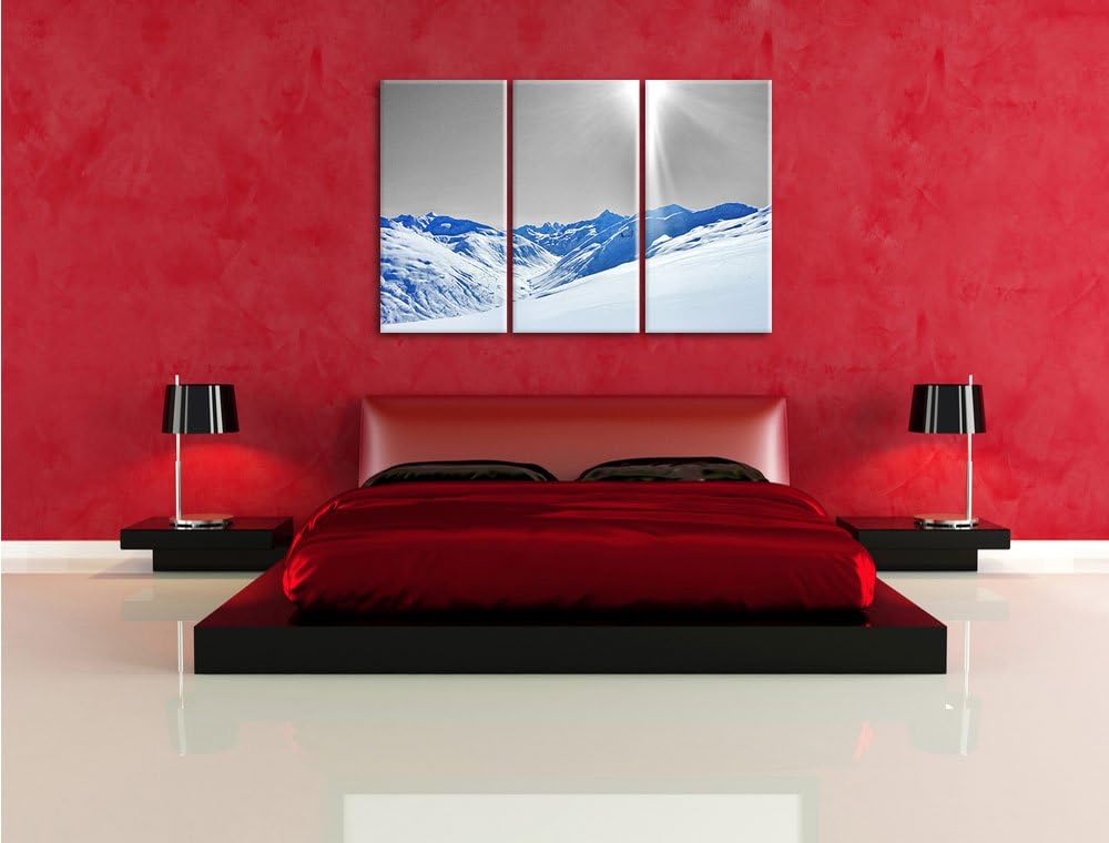 Pixxprint Berglandschaft im Winter / 3-Teilig/Gesamtmass 120cm Leinwandbild bespannt auf Holzrahmen/