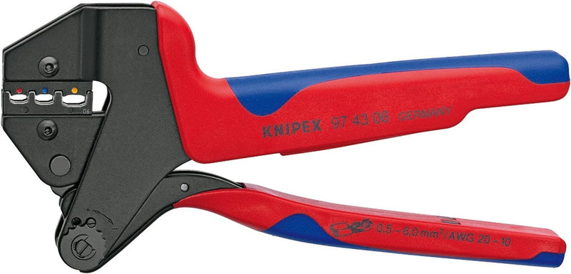 Knipex Crimp-Systemzange für auswechselbare Crimpeinsätze brüniert, mit Mehrkomponenten-Hüllen 200 m