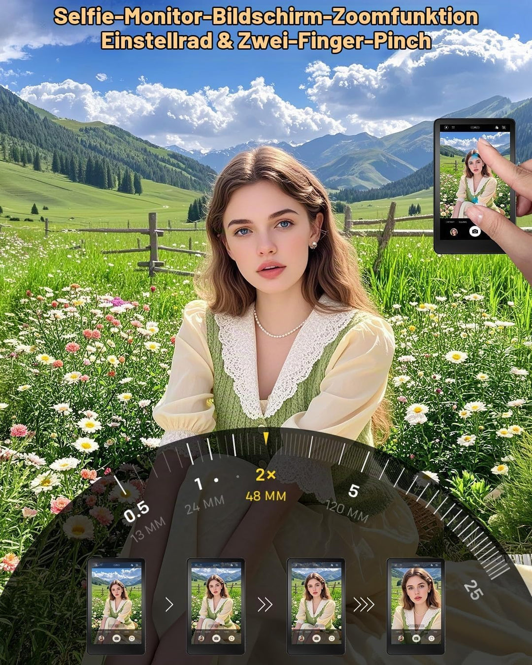 Vlog Handy Selfie Monitor：4" Vlog Selfie Monitor Bildschirm mit Magnetischer | Smartphone Rückkamera