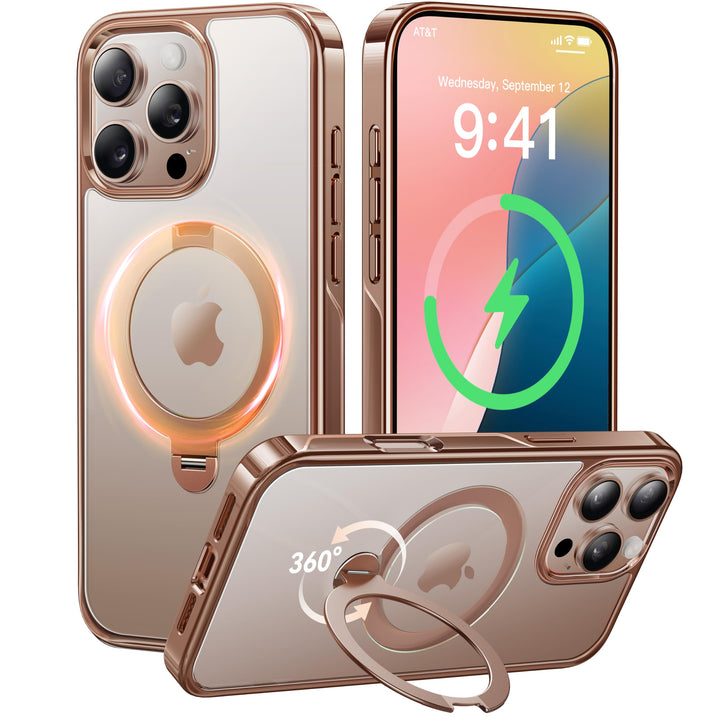 CASEKOO Titan Wüstensand Original für iPhone 16 Pro Hülle mit MagSafe [360° Drehständer] [Kratzfest