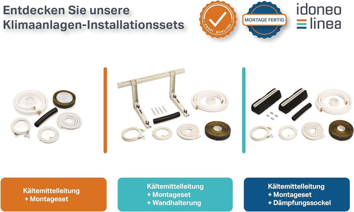 Idoneo Linea Kältemittelleitung mit Überwurfmutter gebördelt 1/4” 3/8” 1/2” 5/8” Einzelrohr Kupferro