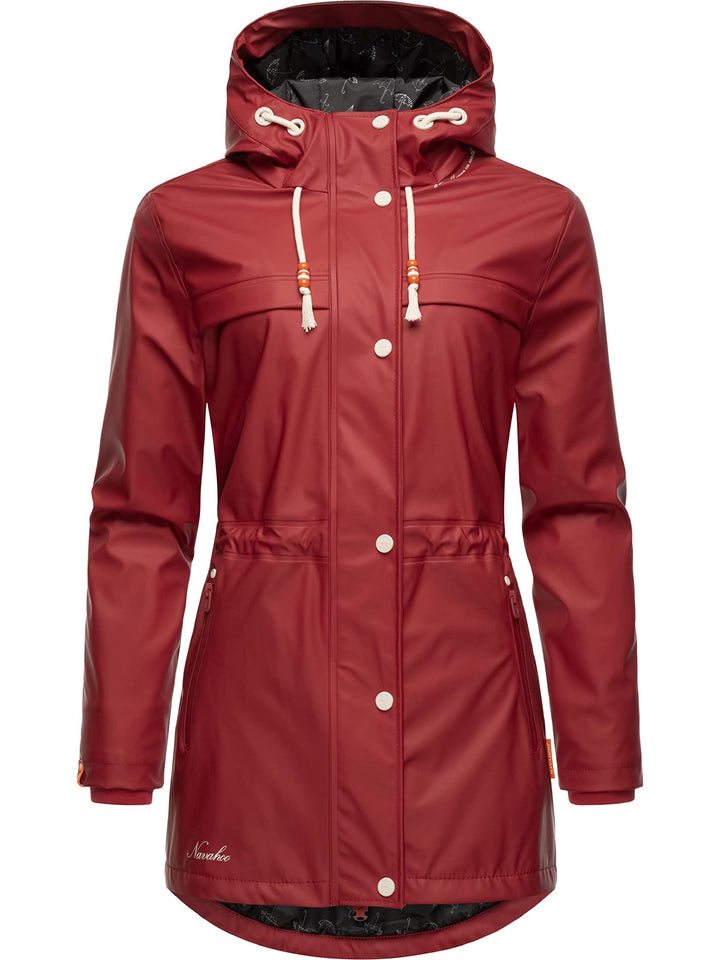 Navahoo Damen Übergangsjacke Regenmantel wasserdicht lang warm gefüttert mit Kapuze Rainy Forest XS-