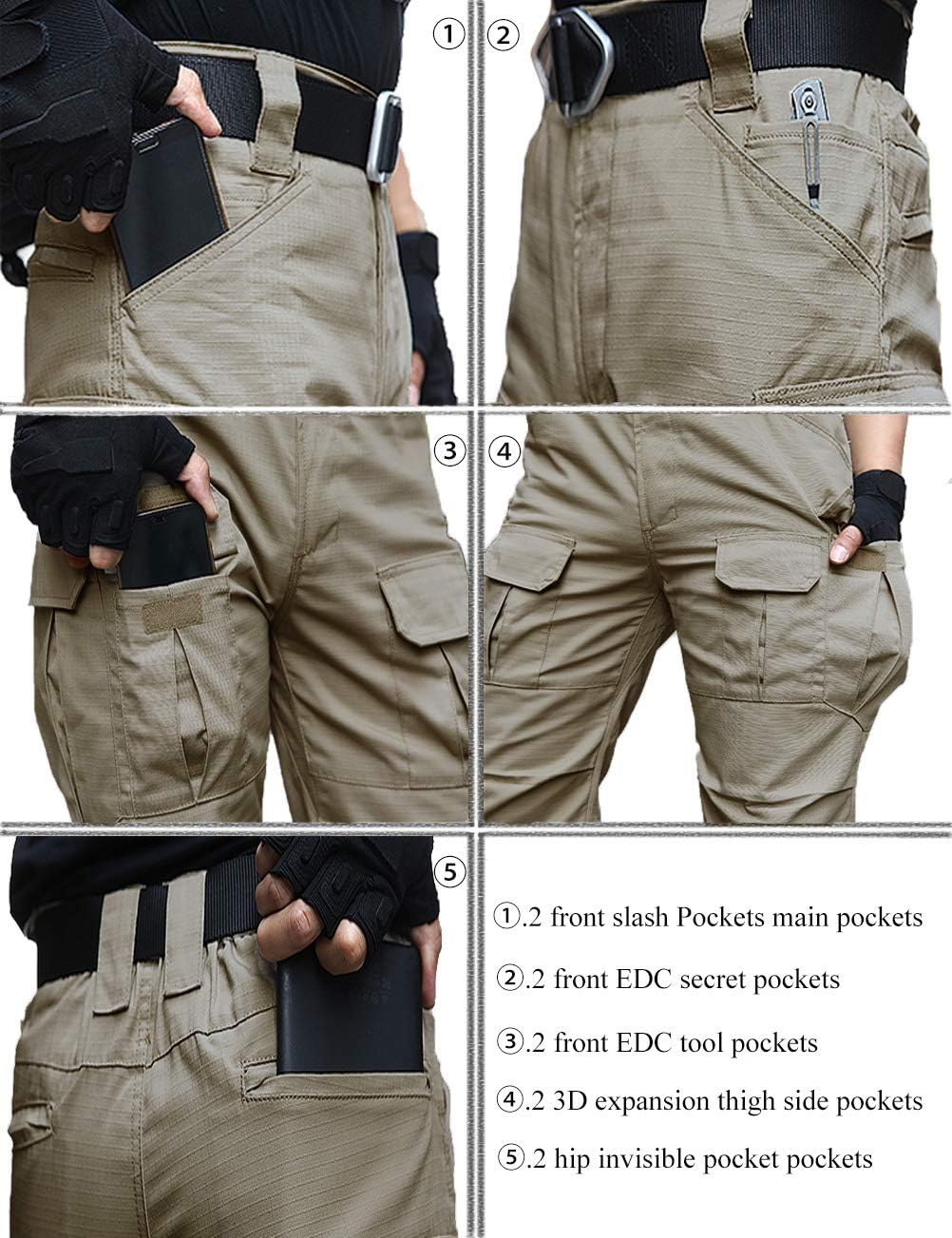 zuoxiangru Wasserfeste Herren Hose Relaxed Fit Tactical Combat Army Cargo Arbeitshose mit Mehrfachta