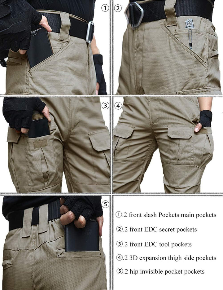 zuoxiangru Wasserfeste Herren Hose Relaxed Fit Tactical Combat Army Cargo Arbeitshose mit Mehrfachta