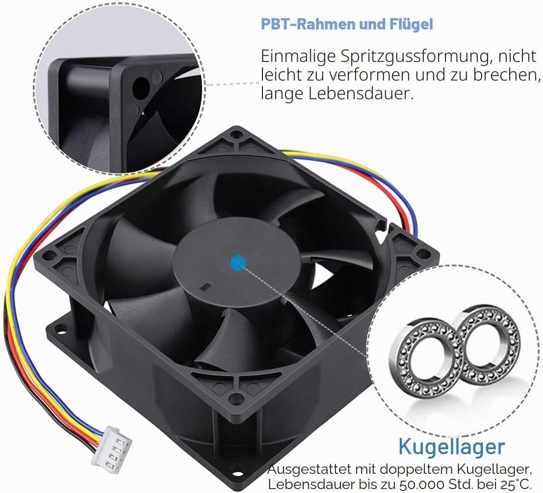 GDSTIME 12V Lüfter 92mm Lüfter 92 x 38mm 4 Pin PWM CPU Lüfter 9CM Gehäuselüfter 5000 U/min Kühlung L