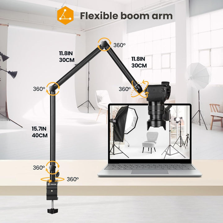 TARION Overhead Stativ Kamera Tischstativ Klemmstativ Flexibel Gelenkarm Tisch Halterung mit 3/8&