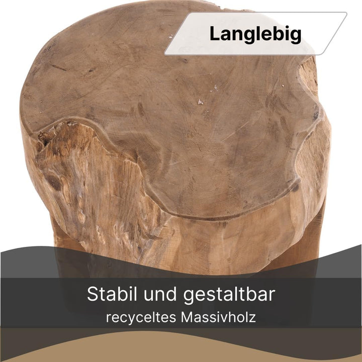 DESIGN DELIGHTS RUSTIKALER BAUMSTAMM HOCKER Log | 41x29x29 cm (HxBxT), Altholz, Natur | Sitzhocker L