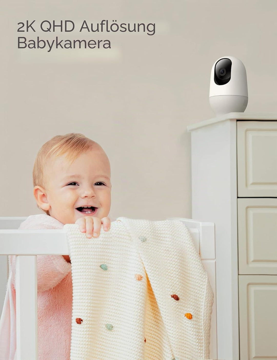 nooie 5G Babyphone mit SD-Karte, 2K Babyphone mit Kamera WiFi Haustierkamera, kabellose 360-Grad IP-