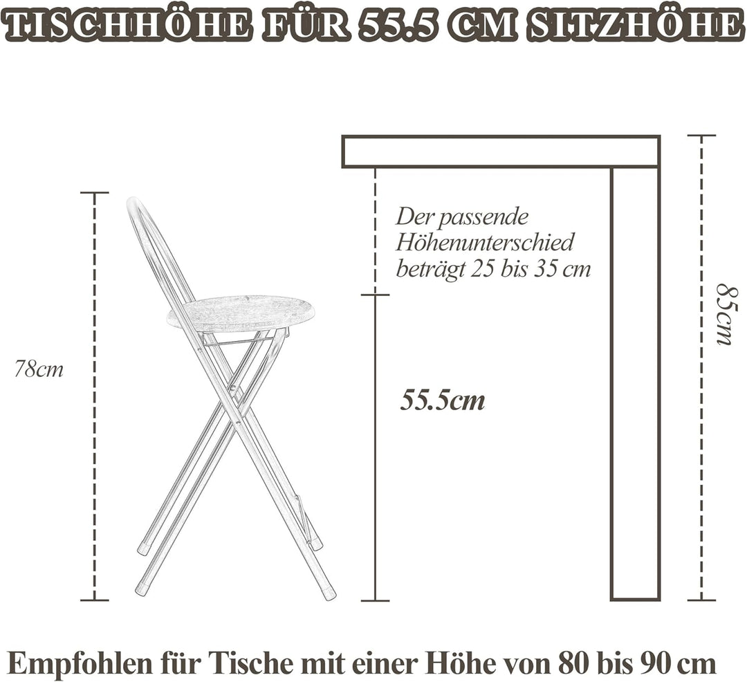 1 Stück Barhocker Klappbar mit Lehne, Klapphocker Faltbar Barstühle Bar Hocker Klappbar Holz Stuhl K