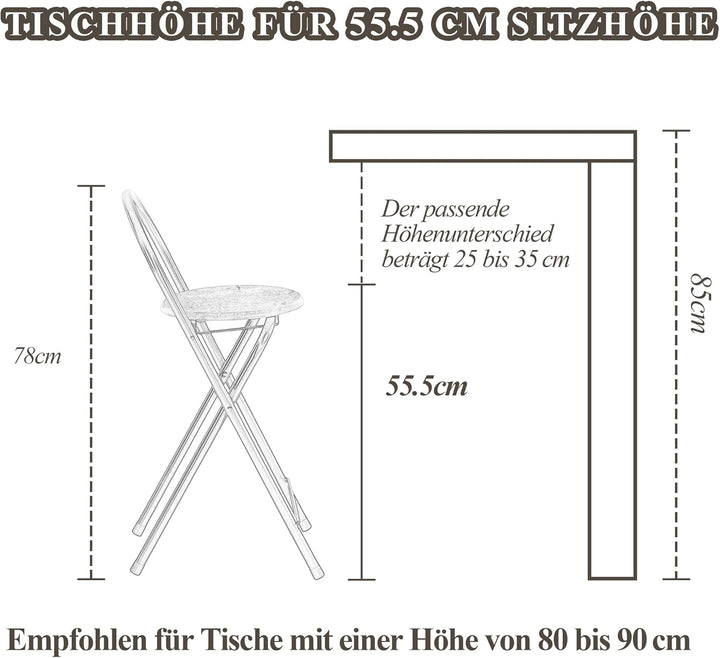 1 Stück Barhocker Klappbar mit Lehne, Klapphocker Faltbar Barstühle Bar Hocker Klappbar Holz Stuhl K