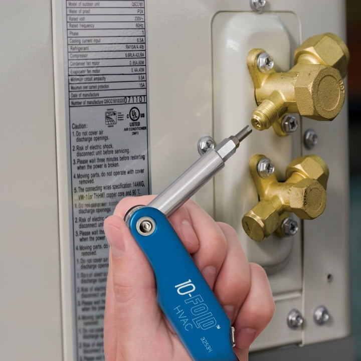 Klein Tools 32534 10-fach Falt-Schraubendreher mit Schrader-Ventilkern