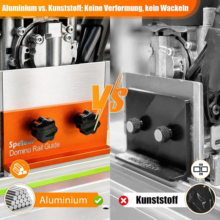 SpeTool Aluminium DomiRail Schienenverbinder, Domino Adapter kompatibel mit FESTOOL DOMINO DF 500 &