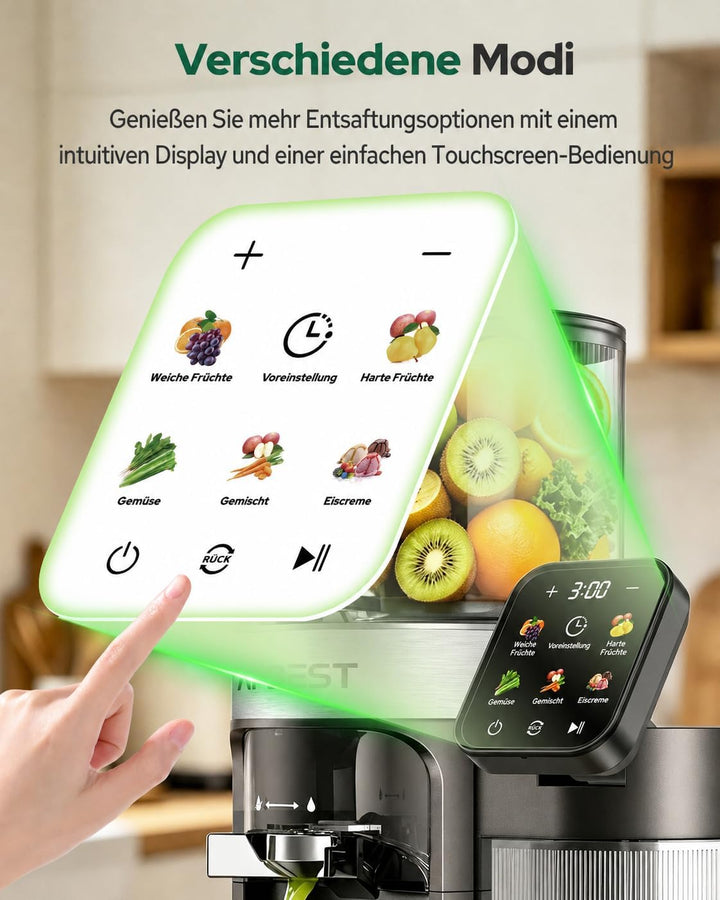 2026 Verbesserter Slow Juicer, Entsafter mit 155 MM Breitem Einfüllschacht und 2,5 L Einfülltrichter
