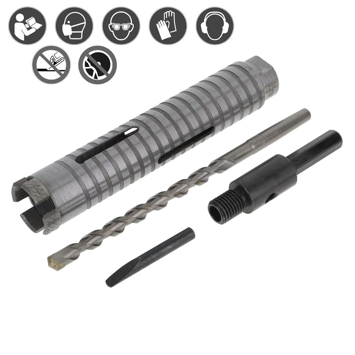 PRODIAMANT Diamant Bohrkrone ø 35mm Nutzlänge 150mm mit 6-Kant Adapter lasergeschweisst für trocken