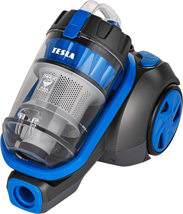 Tesla AeroStar T500, Zylinder Vakuum, Material des Rohrs: Stahl Rollen: Gummi, schwarz/blau