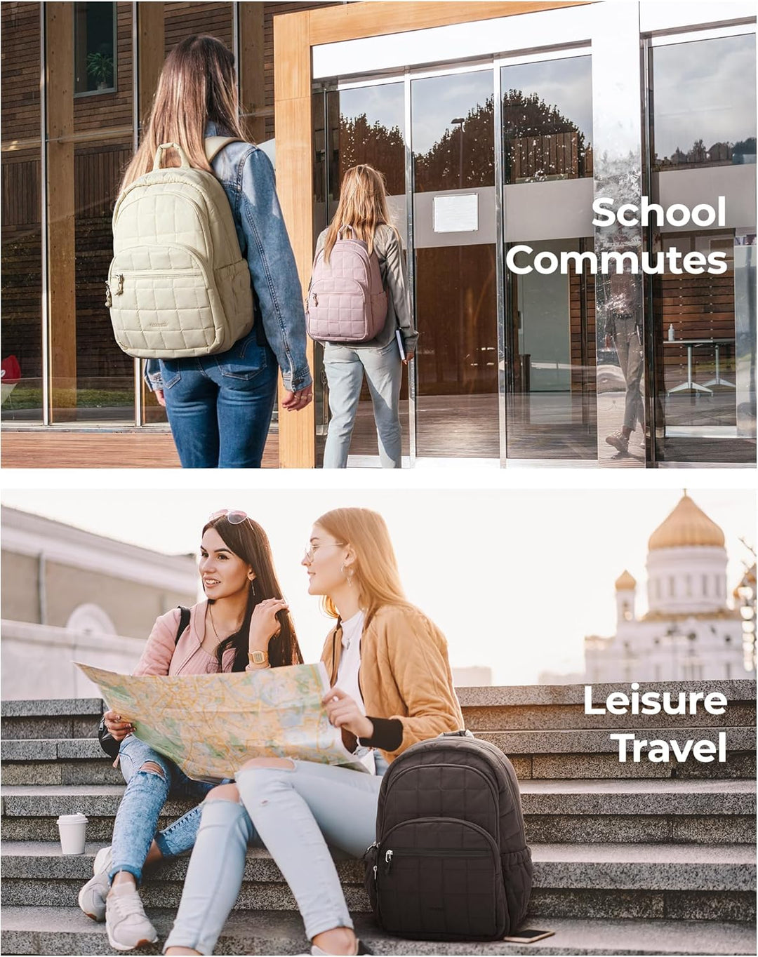 bagsmart Laptop Rucksack für Frauen, Reiserucksack Schulrucksack Teenager Gesteppter Tagesrucksack,