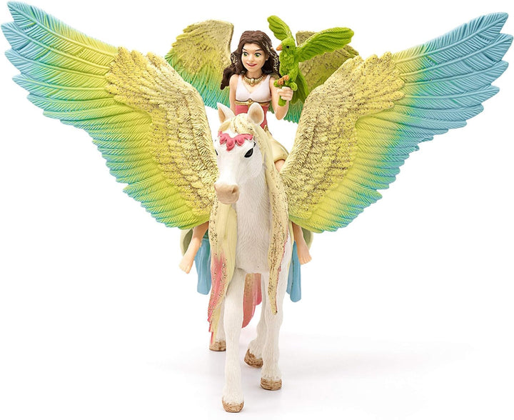 schleich BAYALA 70566 Fee Surah und Einhorn Glitzer Pegasus 3-Tlg Spielset - Einhorn mit Flügel und