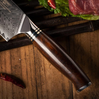 YARENH Damastmesser Profi Kochmesser 20.5 cm, Scharf Kochen Messer, 73 Schichten Damaststahl Küchenm