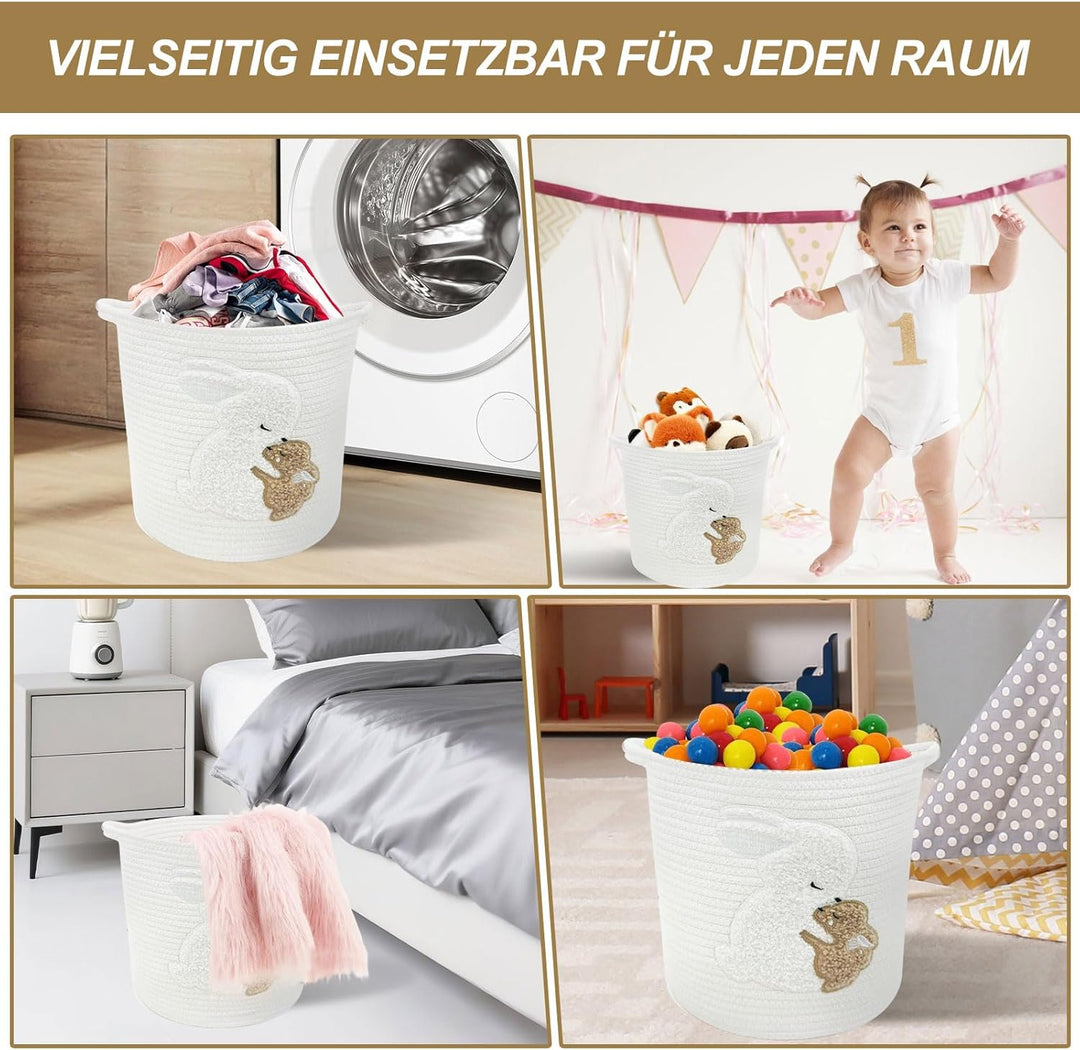 Aufbewahrungskorb Kinder aus Baumwolle - Personalisierter Spielzeugkorb mit Griff, 30x30cm Handgemac