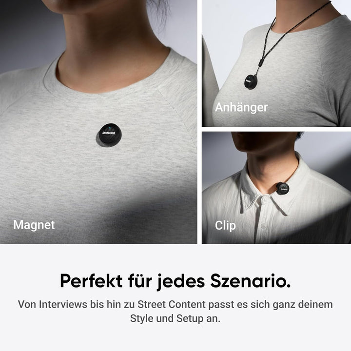 Insta360 Mic Air (1 TX + 1 RX), Rauschunterdrückung, 300 m Reichweite, Drahtloses Mikrofon für iPhon