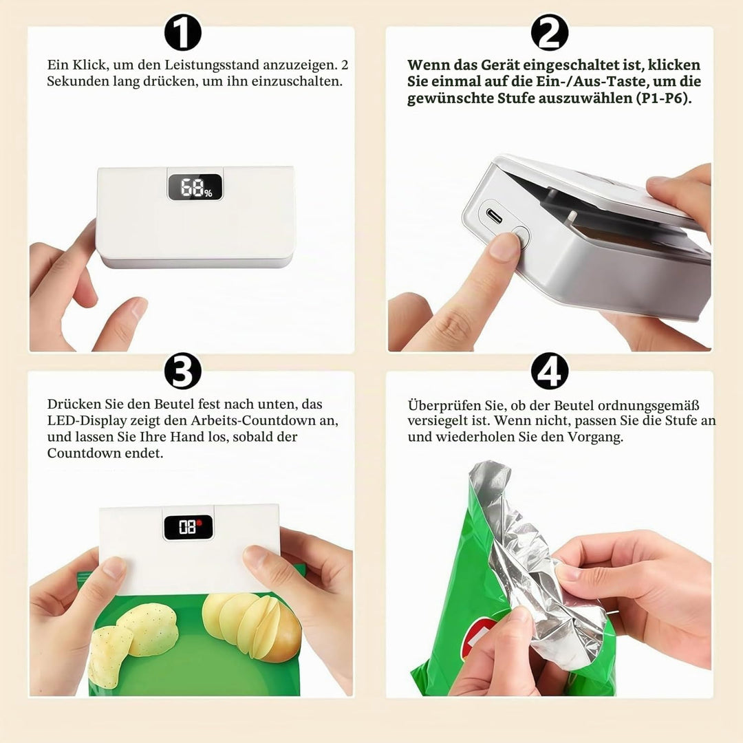 USB-C Rechargeable Mini Bag Sealer, Mini Folienschweissgerät 2 in 1, USB aufladbar Tütenverschweisse