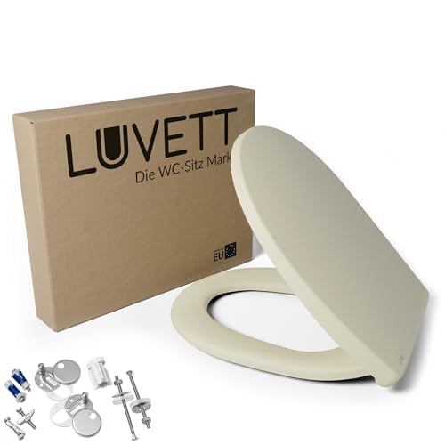 LUVETT® WC-Sitz mit Absenkautomatik C100 oval universell, Toilettendeckel mit 3 Edelstahl Montagelös