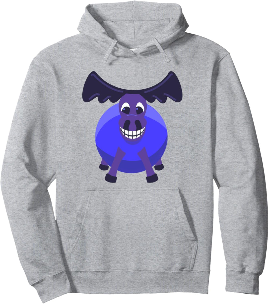 Glücklicher lächelnder Blaubeerelch Pullover Hoodie