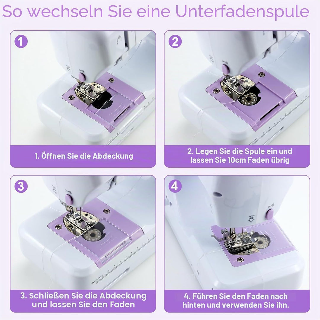 Elektrische Handnähmaschine für Anfänger DIY Werkzeug Geschenk, 12 automatische Nähmuster Geschwindi