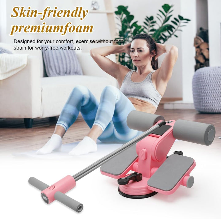Tragbare Sit Up Bar, Selbstsaugende Sit-Up-Hilfe mit Zugseil und Saugnäpfen, Bauchtrainer für Zuhaus