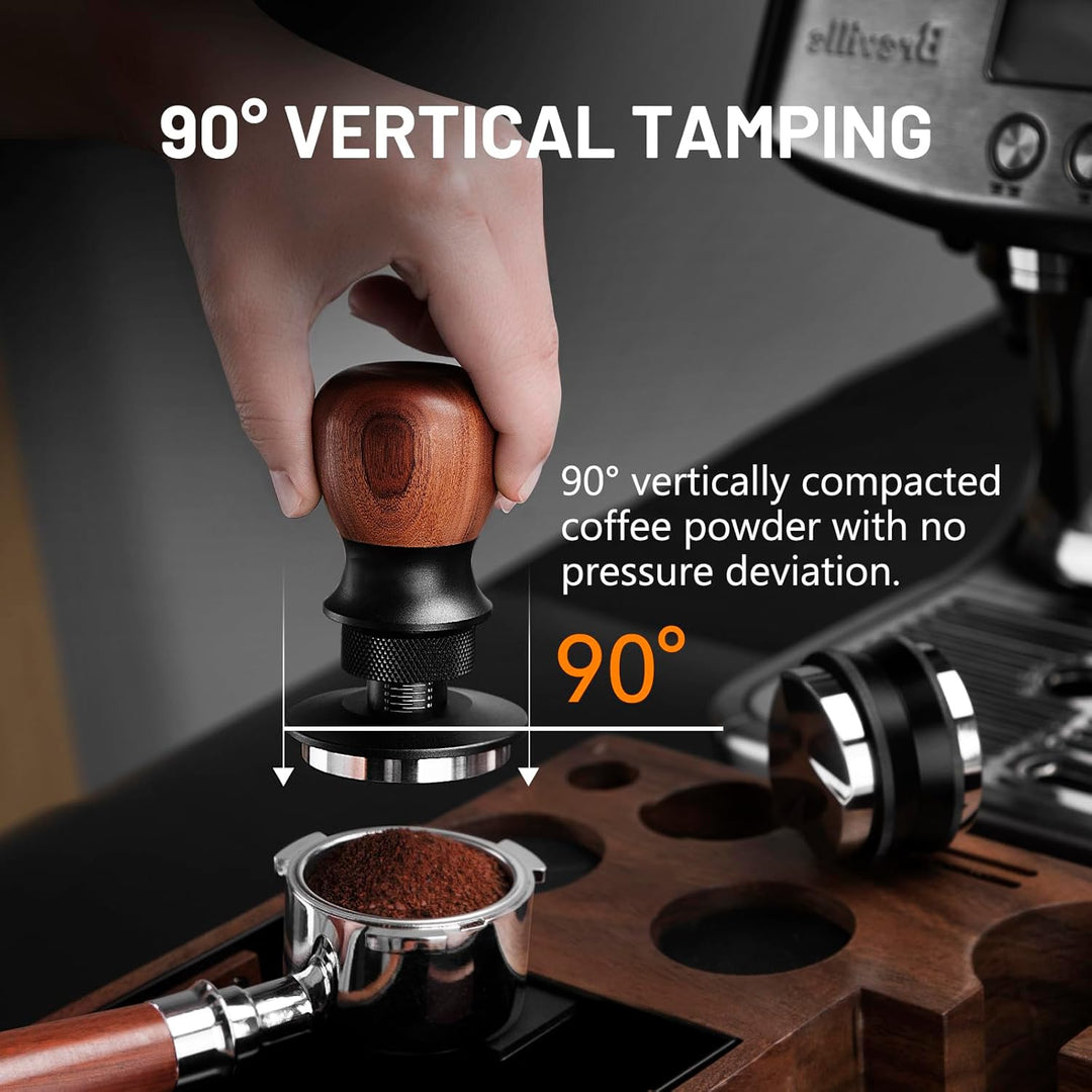 VINATO Kaffee Tamper 53.3mm – Professioneller Espresso Tamper Mit Walnussgriff, 304 Edelstahlbasis,