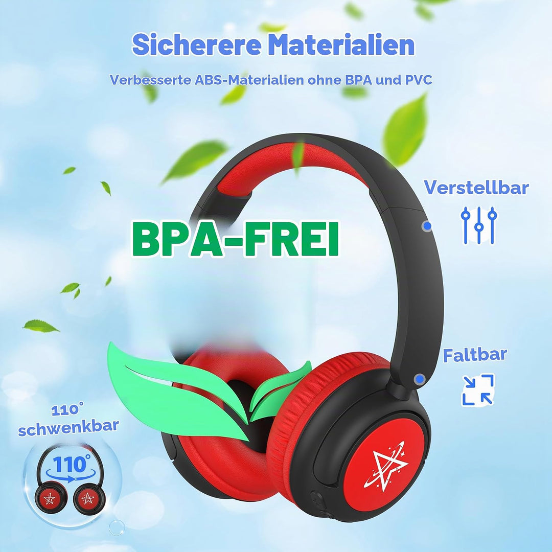 iClever Bluetooth kopfhörer Kinder, 60 Std Akku, 74/85 dBA Lautstärkebegrenzung, Stereo-Sound, Typ-C