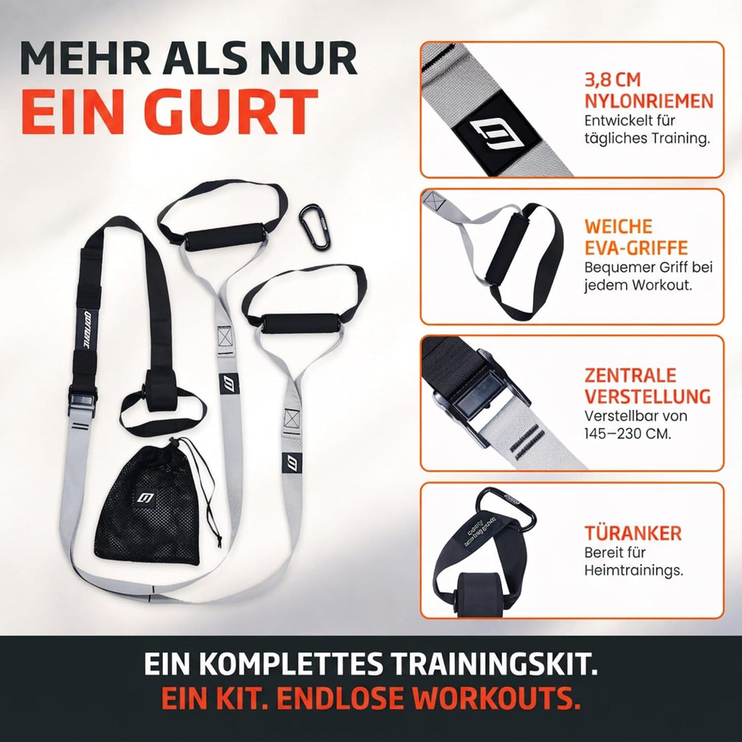 Suspensionstraining Trainingsgeräte, Sport Geräte, belastbar bis 300 kg, verstellbar von 145 bis 200