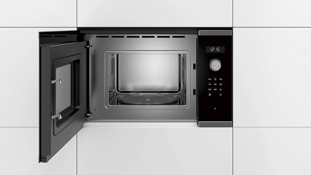 Bosch Hausgeräte BFL524MS0 Serie 6 Einbau-Mikrowelle, 38 x 60 cm, 800 W, Drehteller 25,5cm, Türansch