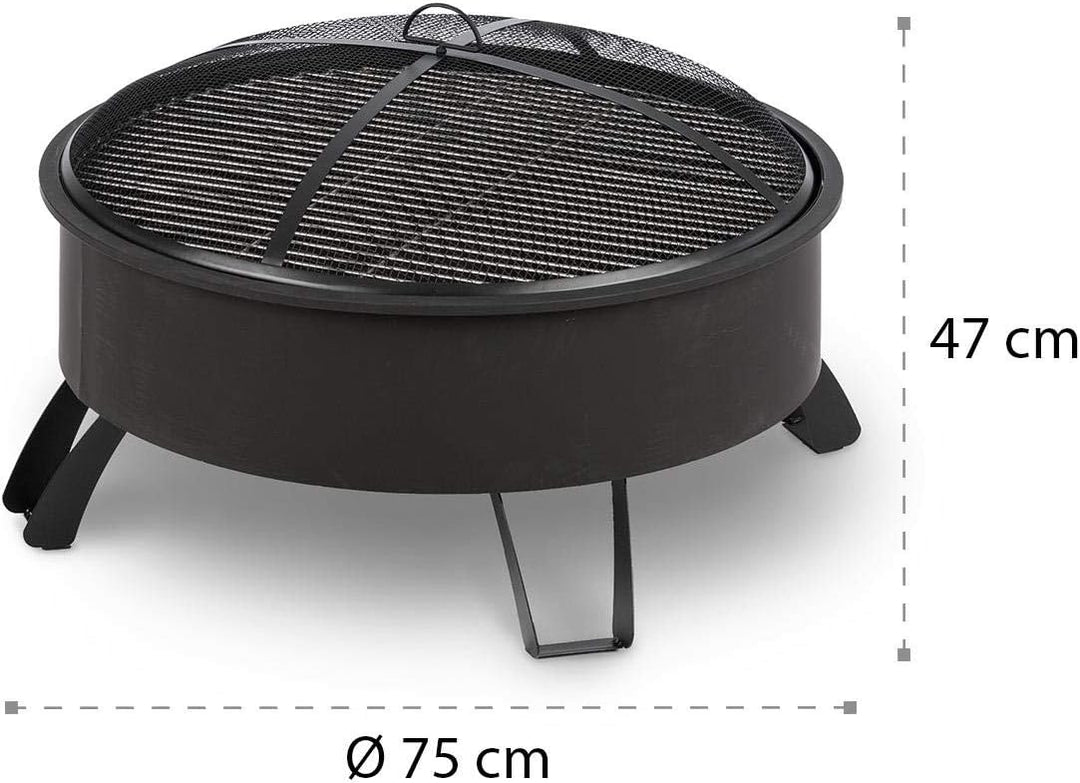 Blumfeldt 2-in-1 Feuerschale - Ø 75 cm Grill, Abnehmbarer Funkenschutz, Ø 68 cm Grillrost, FireView