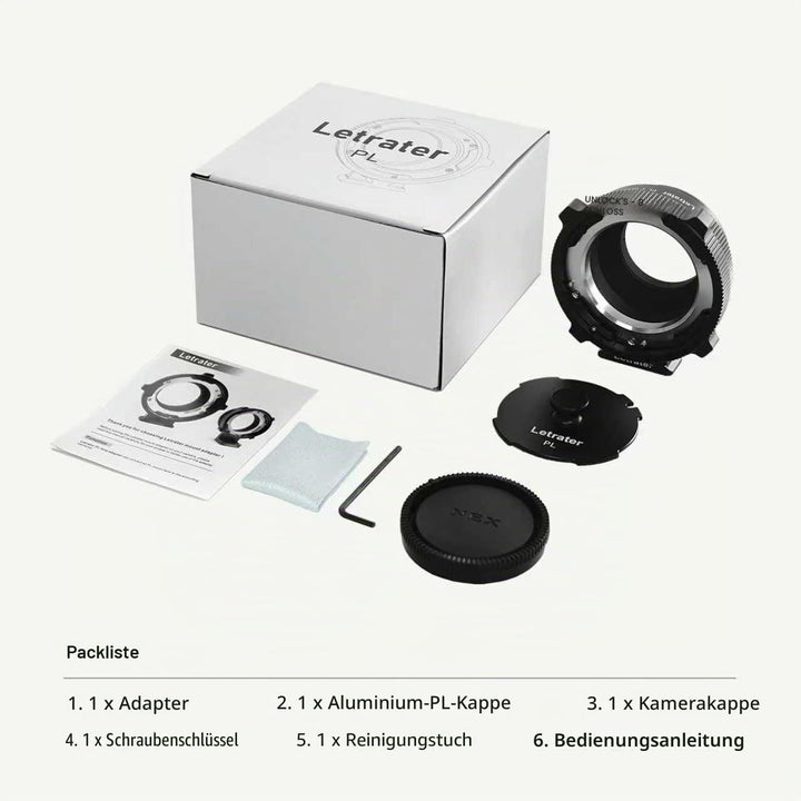Letrater PL Objektivhalterungsadapter, PL auf Sony E/NEX Mount Kameras A7S3/FS7/5/FX9/A7R4/R3/a Seri