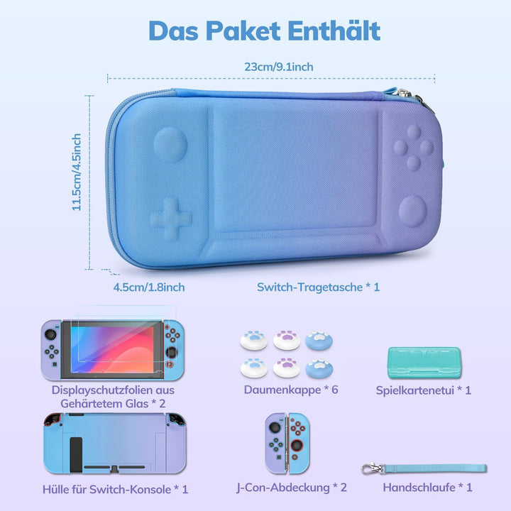 Younik Switch Tasche für Switch 2017 Modell, 14 in 1 Switch Zubehör Bundle mit Switch Tragetasche, s