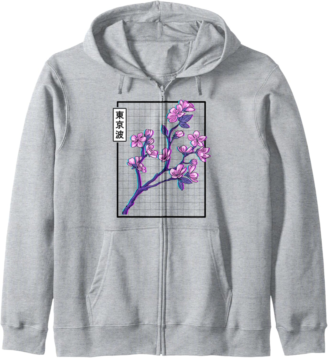 Cherry Blossom Grid Vaporwave Ästhetische Pastellfarben Japan Kunst Kapuzenjacke