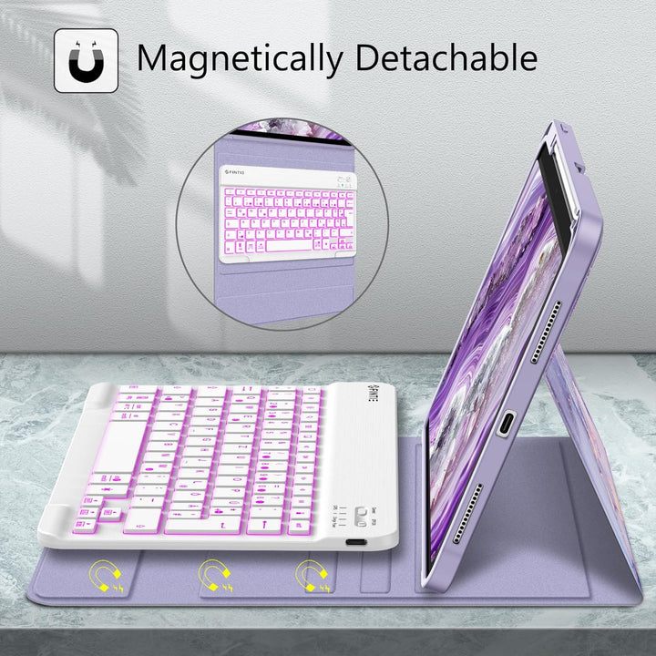 Fintie Tastatur Hülle für iPad 10. Generation 2022 (10.9 Zoll), Keyboard Case mit 7-farbig Beleuchte