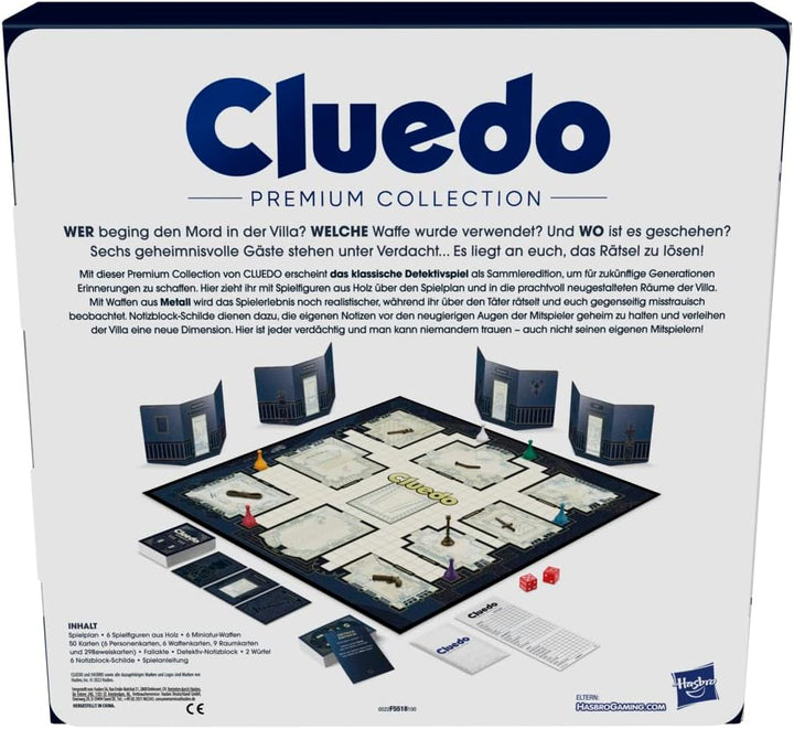 Cluedo Premium Collection, Brettspiel für 2 – 6 Spieler, Premium-Verpackung und Spielkomponenten, Fa