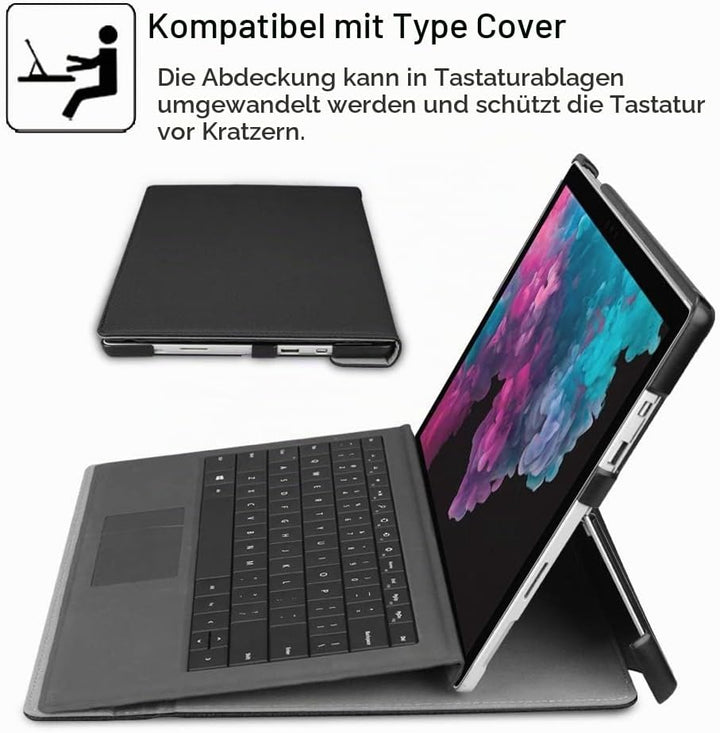Fintie Hülle für Microsoft Surface Pro 7/7 Plus / 6/5, Business Schutzhülle mit Harter Schale, anpas