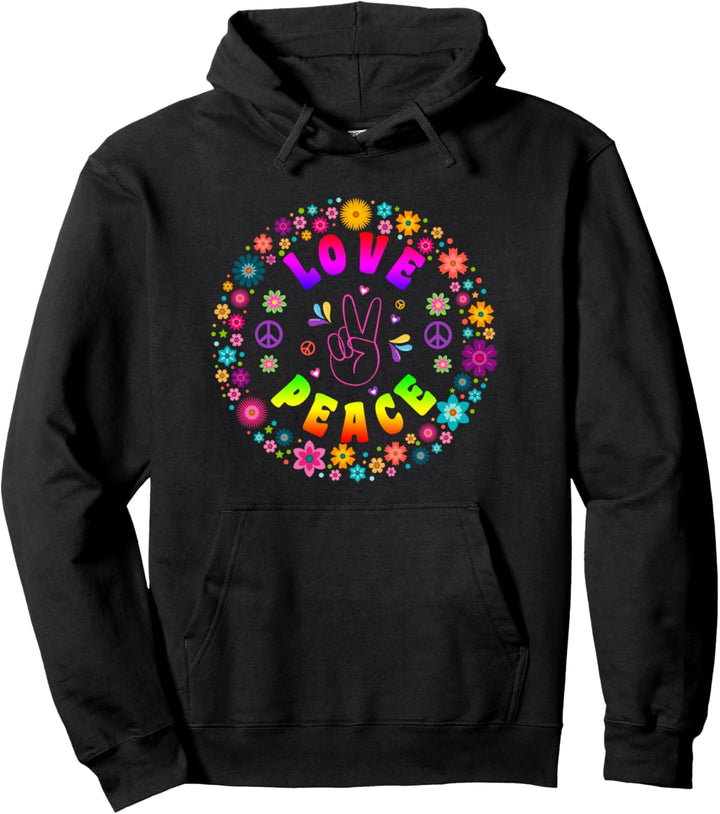 Peace Sign Love T Shirt | 60s 70s Hippie Costume T-Shirt Pullover Hoodie