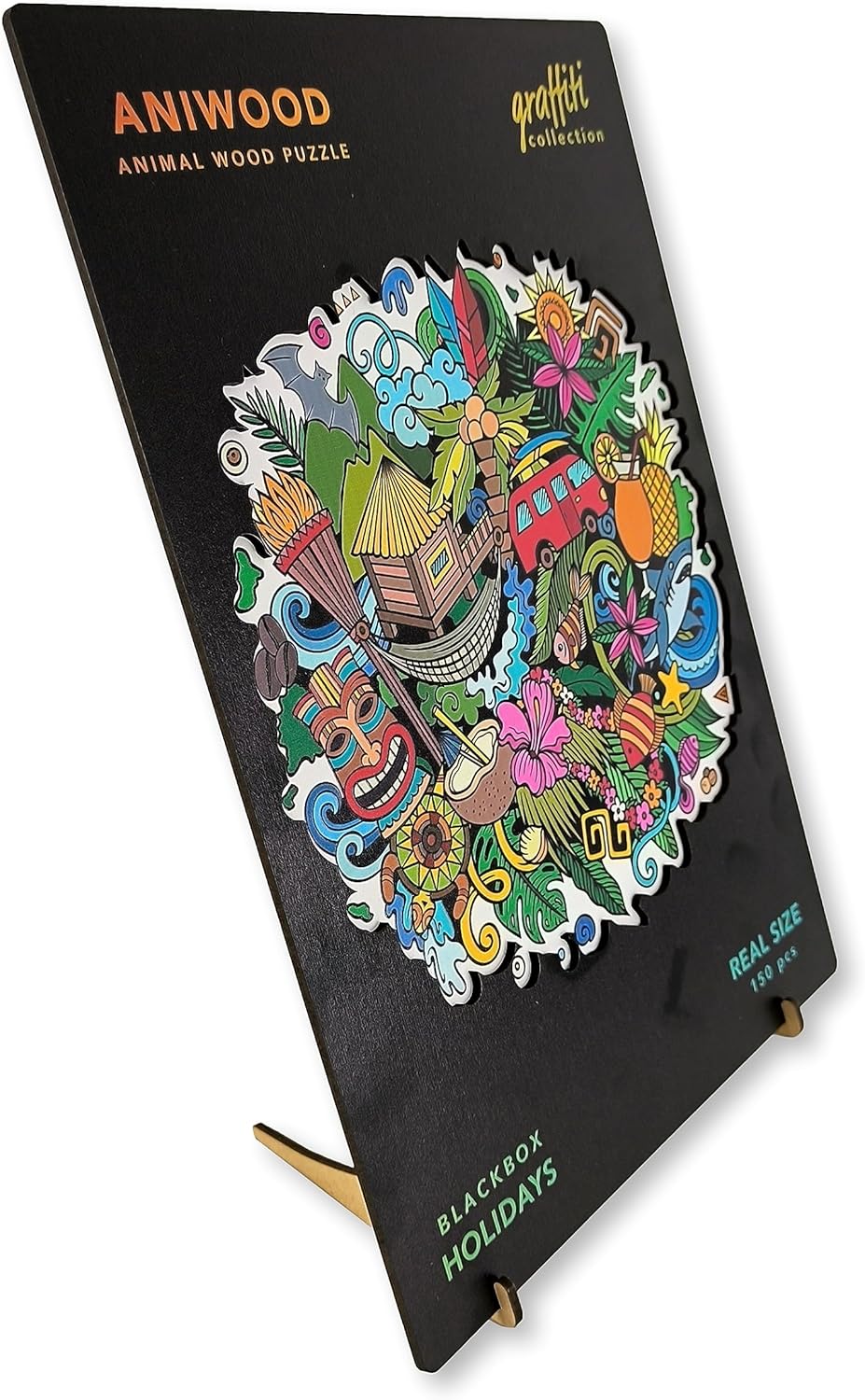 ANIWOOD Holzpuzzle Erwachsene Tieren. Gestanzter Deckel, Lebensgrosse Puzzle-Box. 3 Schwierigkeitsmo