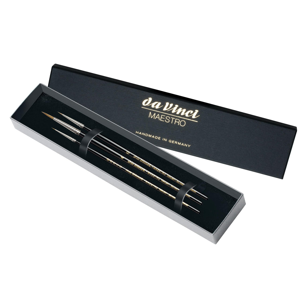 Da Vinci 5500 Serie Aquarellpinsel-Set, Borsten, schwarz, 30 x 30 x 30 cm Geschenkset mit 3 Pinseln