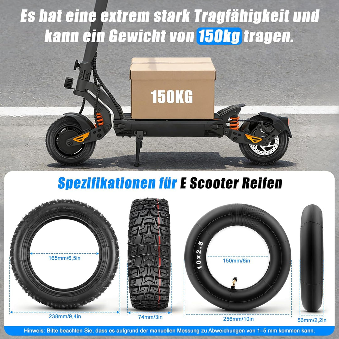 SYACHI 10x2,75-6,5 Reifen Schlauch für Elektroroller, E Scooter Reifen für Speedway 5 Dualtron 3, Ab